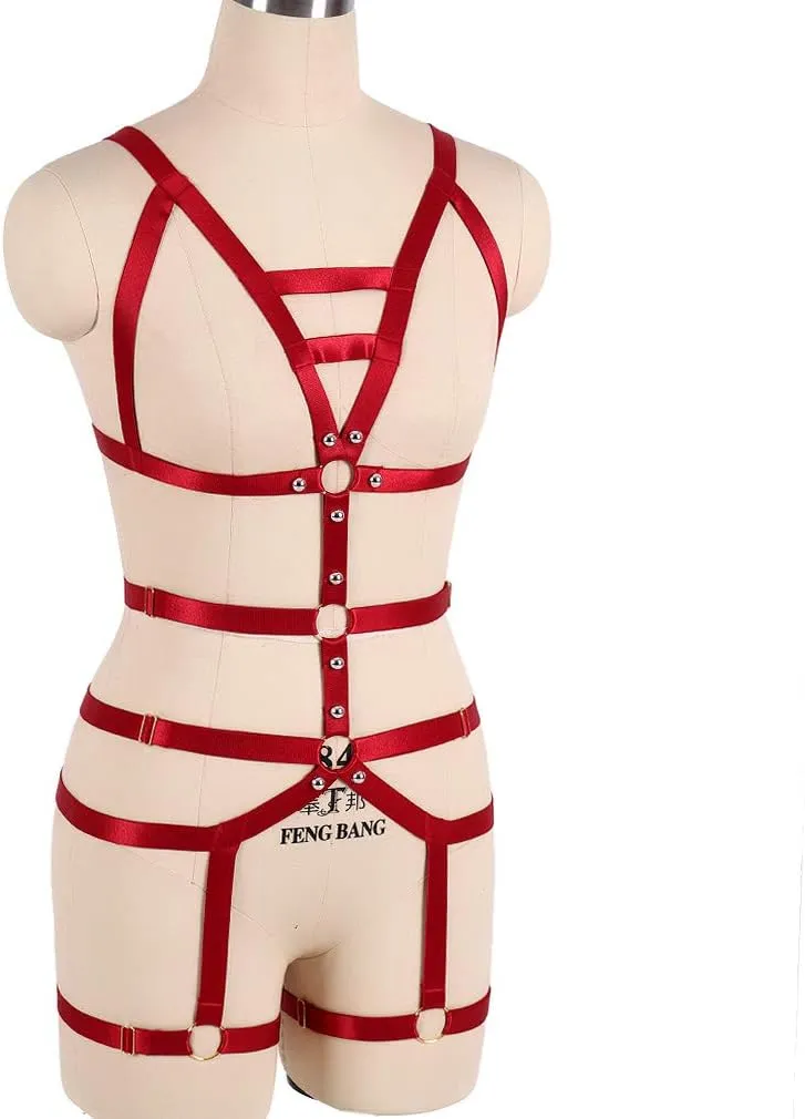 Women's Full Body Harness Garter Belt Stockings Lingerie Elastic Suspender belt