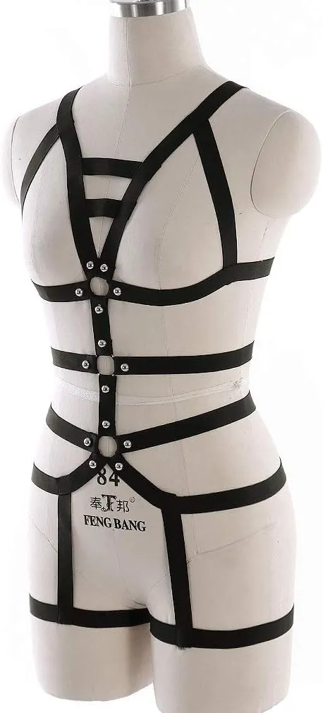 Women's Full Body Harness Garter Belt Stockings Lingerie Elastic Suspender belt
