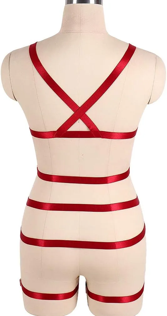 Women's Full Body Harness Garter Belt Stockings Lingerie Elastic Suspender belt