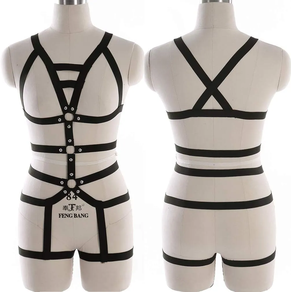 Women's Full Body Harness Garter Belt Stockings Lingerie Elastic Suspender belt