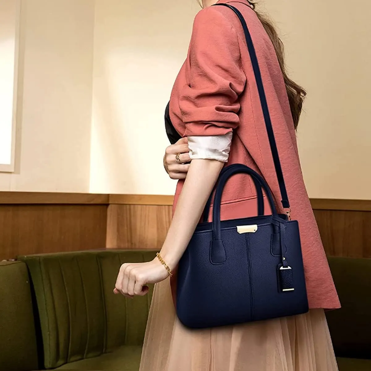 Womens Handbags and Purses Fashion Top Handle Satchel Tote PU Leather Shoulder Bags