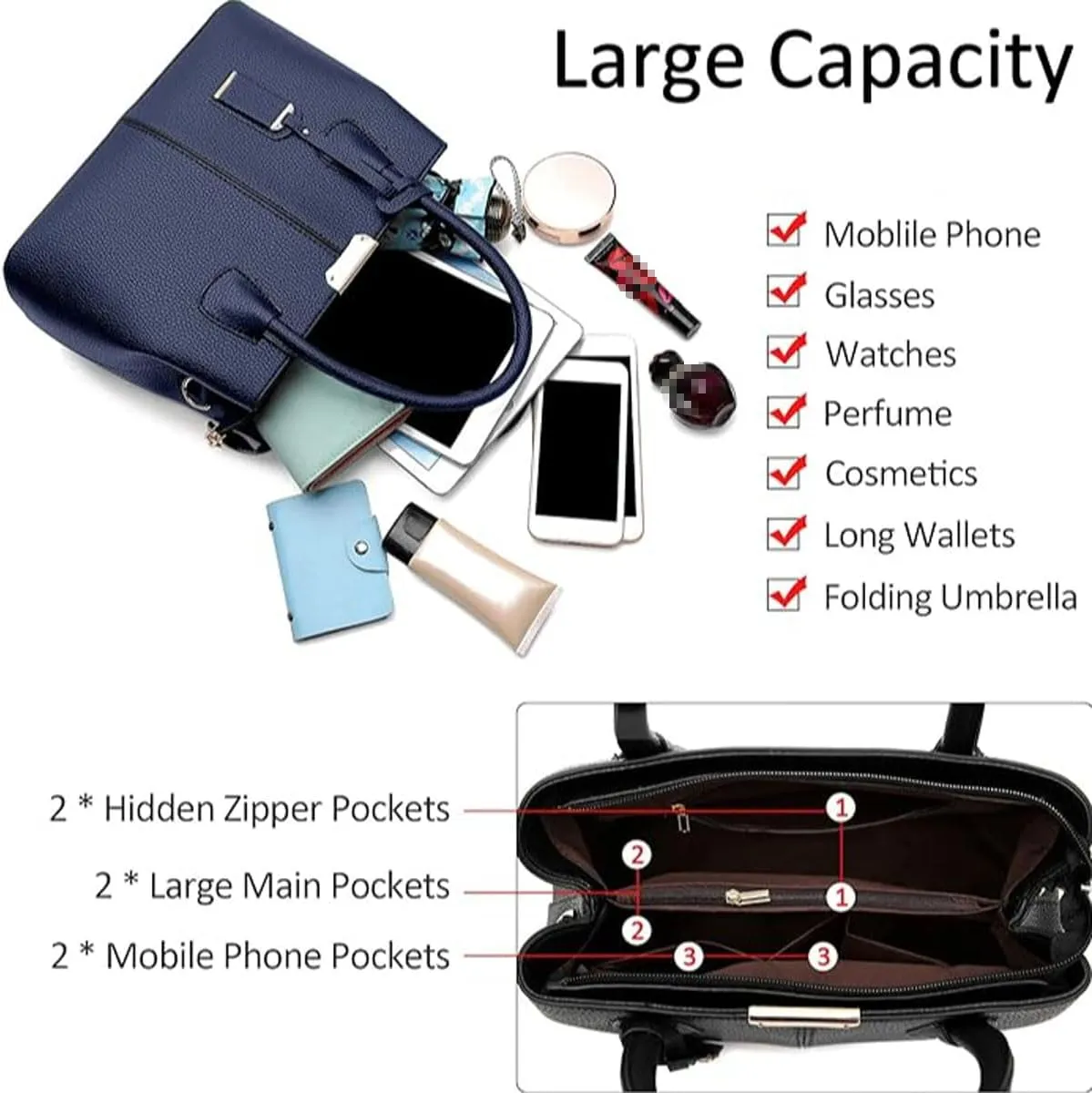 Womens Handbags and Purses Fashion Top Handle Satchel Tote PU Leather Shoulder Bags