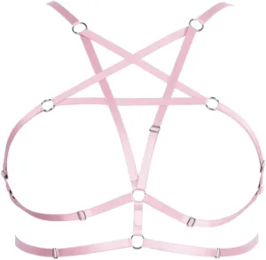 Womens Plus Size Full Cage Body Harness Hollow Out Pentagram Harajuku Adjustable Elastic Punk Gothic Halloween Rave