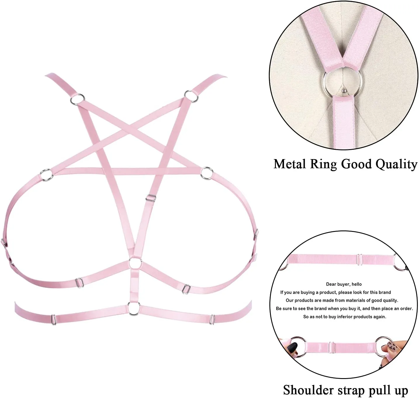 Womens Plus Size Full Cage Body Harness Hollow Out Pentagram Harajuku Adjustable Elastic Punk Gothic Halloween Rave