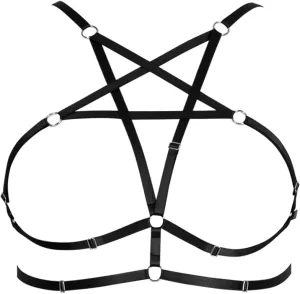 Womens Plus Size Full Cage Body Harness Hollow Out Pentagram Harajuku Adjustable Elastic Punk Gothic Halloween Rave