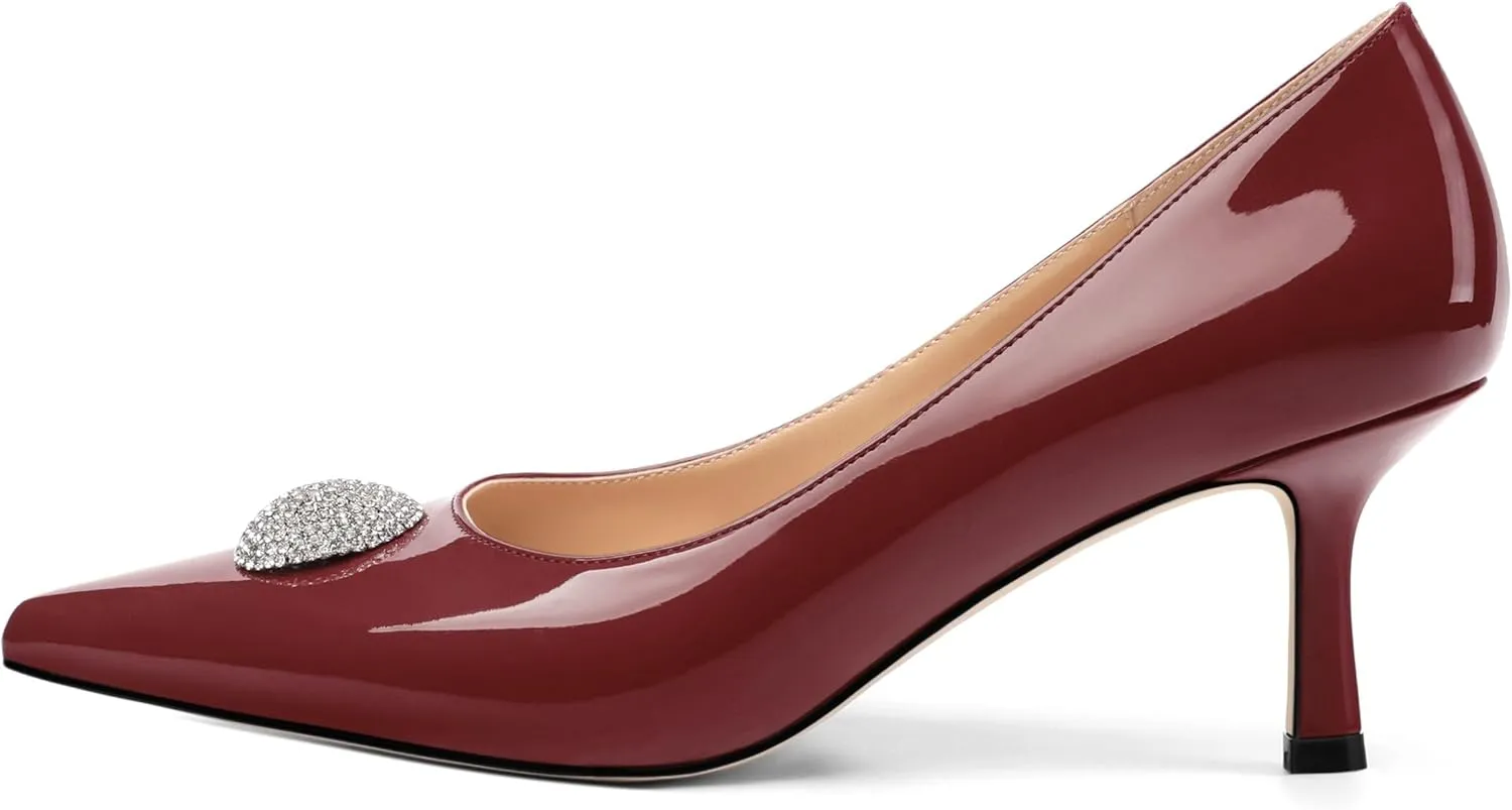 Women's Pumps, with an Elegant Pointed - Closed - Toe, Sparkling Rhinestones, are Highly Versatile for Work, Parties, Weddings and Other Formal Events.2.5 - inch