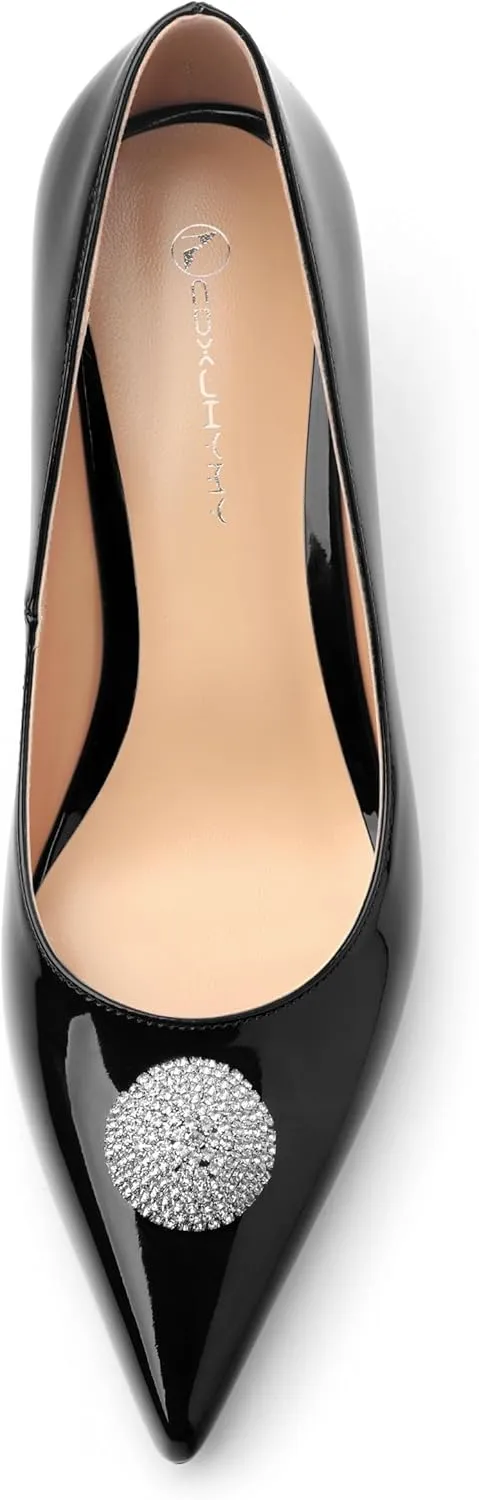 Women's Pumps, with an Elegant Pointed - Closed - Toe, Sparkling Rhinestones, are Highly Versatile for Work, Parties, Weddings and Other Formal Events.2.5 - inch