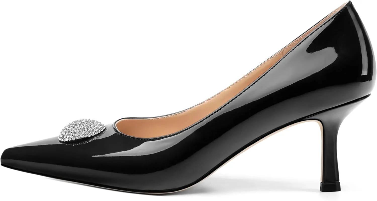 Women's Pumps, with an Elegant Pointed - Closed - Toe, Sparkling Rhinestones, are Highly Versatile for Work, Parties, Weddings and Other Formal Events.2.5 - inch