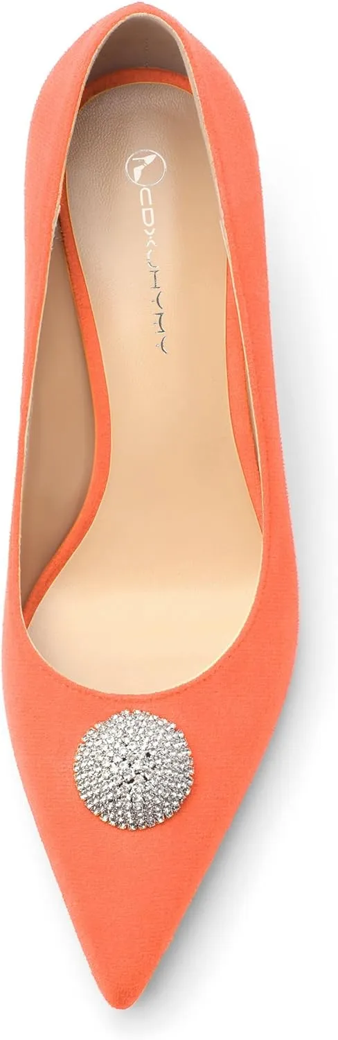 Women's Pumps, with an Elegant Pointed - Closed - Toe, Sparkling Rhinestones, are Highly Versatile for Work, Parties, Weddings and Other Formal Events.2.5 - inch