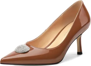 Women's Pumps, with an Elegant Pointed - Closed - Toe, Sparkling Rhinestones, are Highly Versatile for Work, Parties, Weddings and Other Formal Events.2.5 - inch