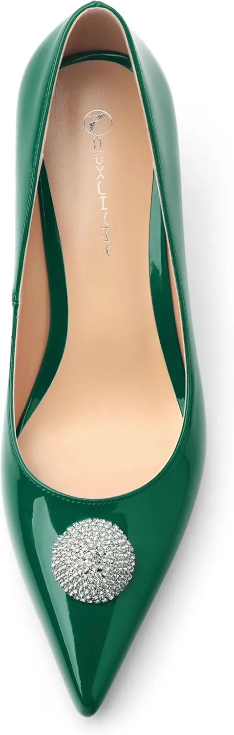 Women's Pumps, with an Elegant Pointed - Closed - Toe, Sparkling Rhinestones, are Highly Versatile for Work, Parties, Weddings and Other Formal Events.2.5 - inch