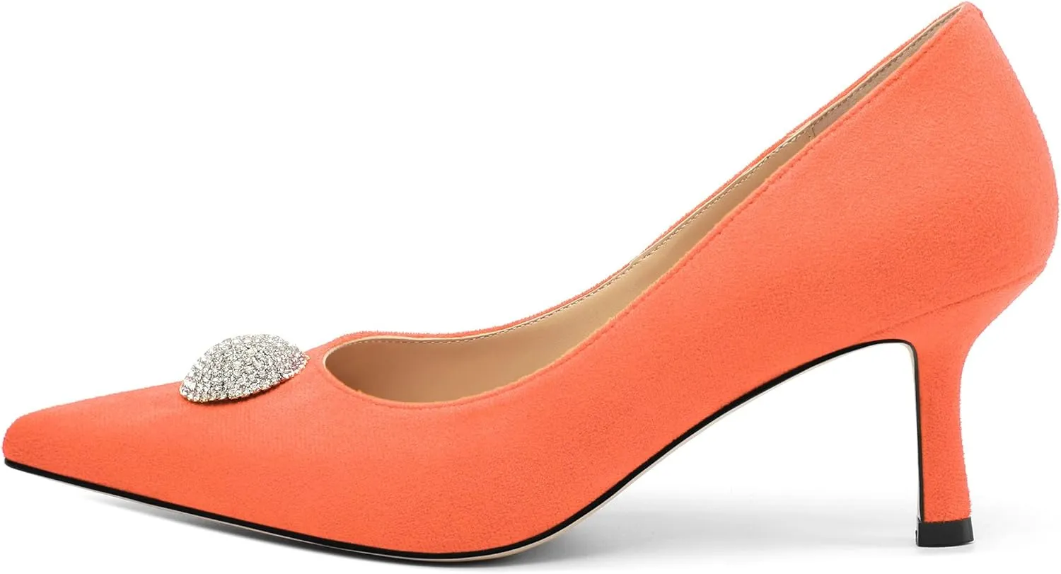 Women's Pumps, with an Elegant Pointed - Closed - Toe, Sparkling Rhinestones, are Highly Versatile for Work, Parties, Weddings and Other Formal Events.2.5 - inch