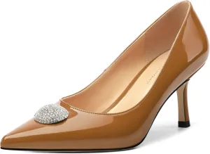 Women's Pumps, with an Elegant Pointed - Closed - Toe, Sparkling Rhinestones, are Highly Versatile for Work, Parties, Weddings and Other Formal Events.2.5 - inch