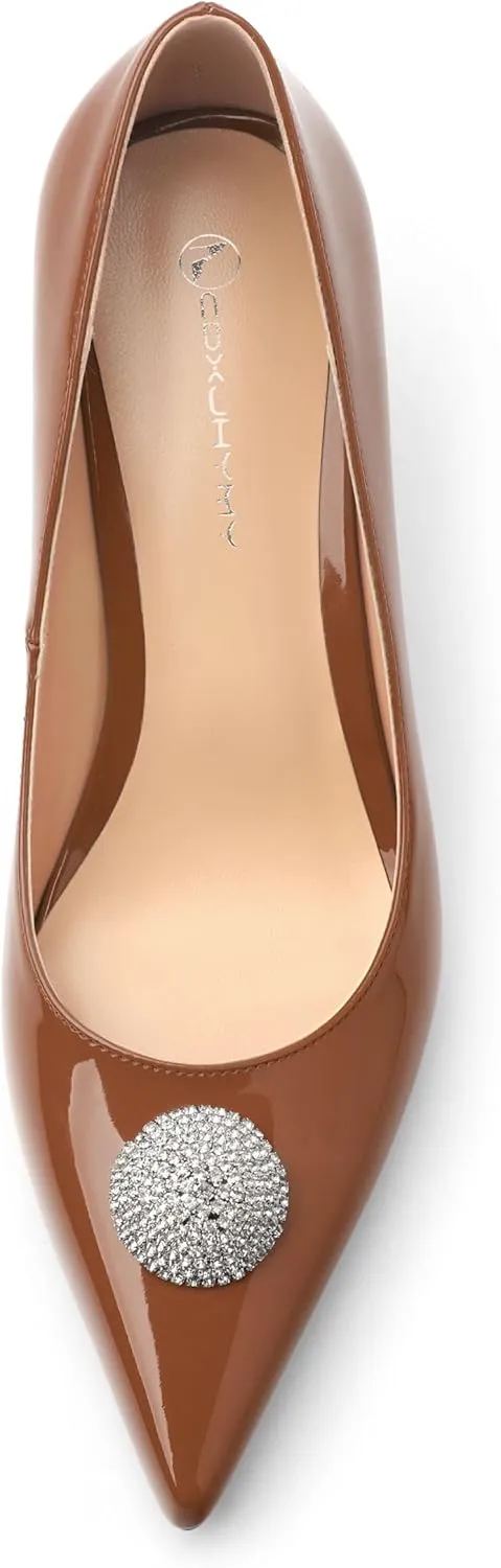 Women's Pumps, with an Elegant Pointed - Closed - Toe, Sparkling Rhinestones, are Highly Versatile for Work, Parties, Weddings and Other Formal Events.2.5 - inch
