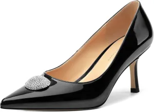 Women's Pumps, with an Elegant Pointed - Closed - Toe, Sparkling Rhinestones, are Highly Versatile for Work, Parties, Weddings and Other Formal Events.2.5 - inch