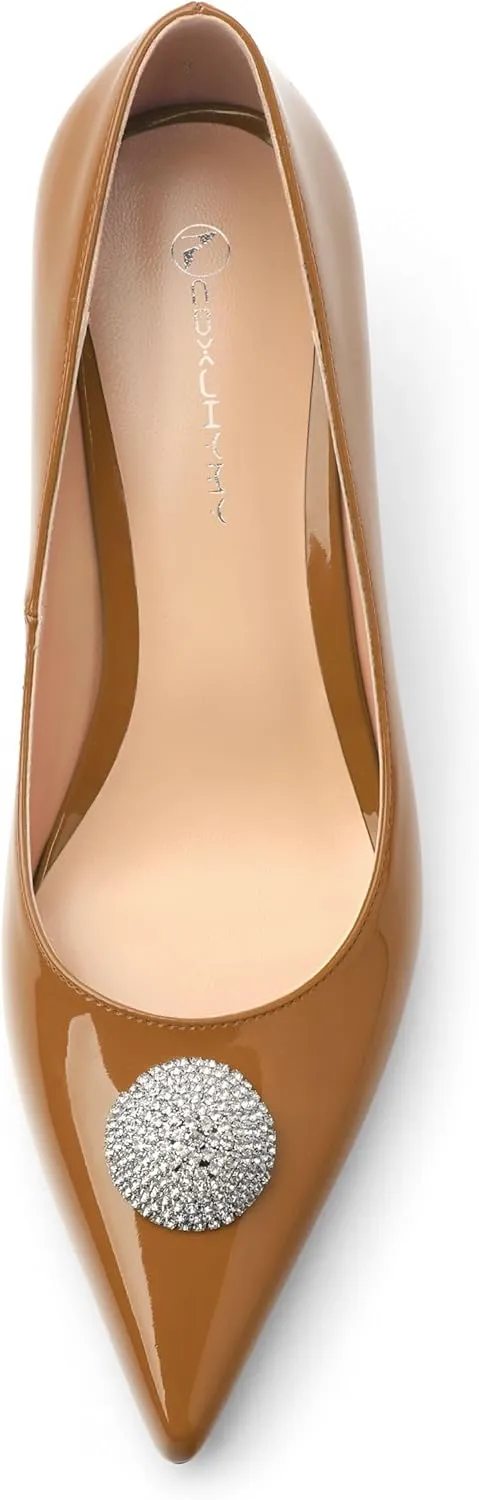 Women's Pumps, with an Elegant Pointed - Closed - Toe, Sparkling Rhinestones, are Highly Versatile for Work, Parties, Weddings and Other Formal Events.2.5 - inch