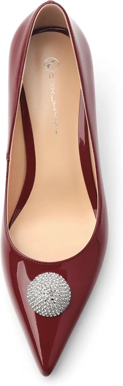 Women's Pumps, with an Elegant Pointed - Closed - Toe, Sparkling Rhinestones, are Highly Versatile for Work, Parties, Weddings and Other Formal Events.2.5 - inch