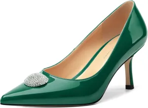 Women's Pumps, with an Elegant Pointed - Closed - Toe, Sparkling Rhinestones, are Highly Versatile for Work, Parties, Weddings and Other Formal Events.2.5 - inch
