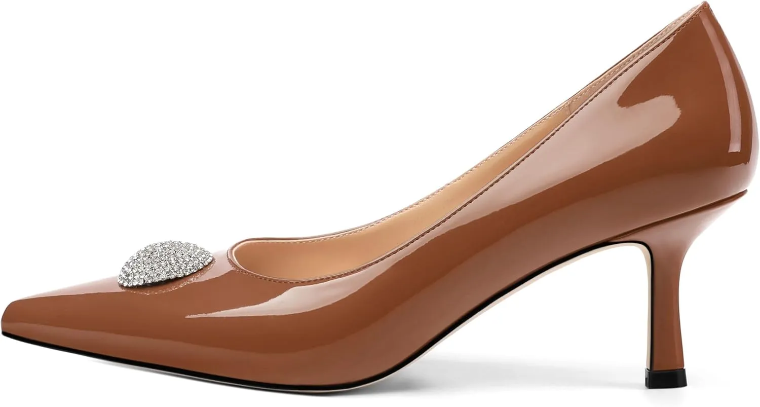 Women's Pumps, with an Elegant Pointed - Closed - Toe, Sparkling Rhinestones, are Highly Versatile for Work, Parties, Weddings and Other Formal Events.2.5 - inch