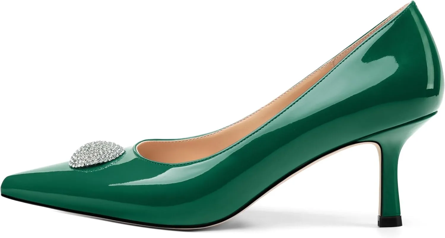Women's Pumps, with an Elegant Pointed - Closed - Toe, Sparkling Rhinestones, are Highly Versatile for Work, Parties, Weddings and Other Formal Events.2.5 - inch