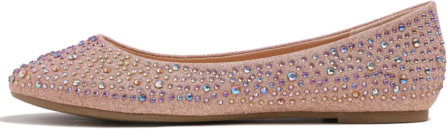 Women's Super Sparkle Bling Party Ballets Wedding Bridal Shiny Dress Flats Rhinestone