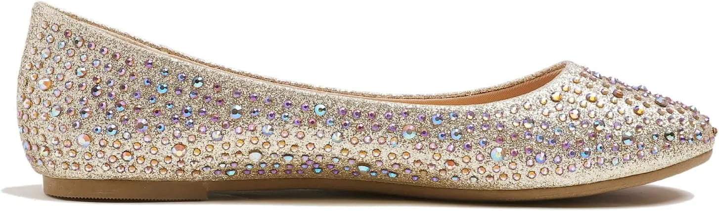 Women's Super Sparkle Bling Party Ballets Wedding Bridal Shiny Dress Flats Rhinestone