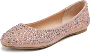 Women's Super Sparkle Bling Party Ballets Wedding Bridal Shiny Dress Flats Rhinestone