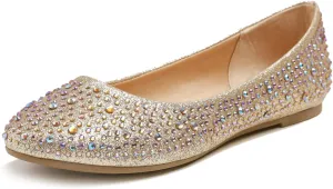 Women's Super Sparkle Bling Party Ballets Wedding Bridal Shiny Dress Flats Rhinestone