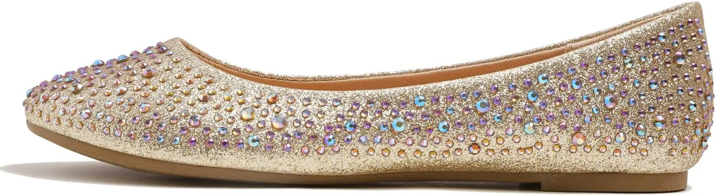 Women's Super Sparkle Bling Party Ballets Wedding Bridal Shiny Dress Flats Rhinestone