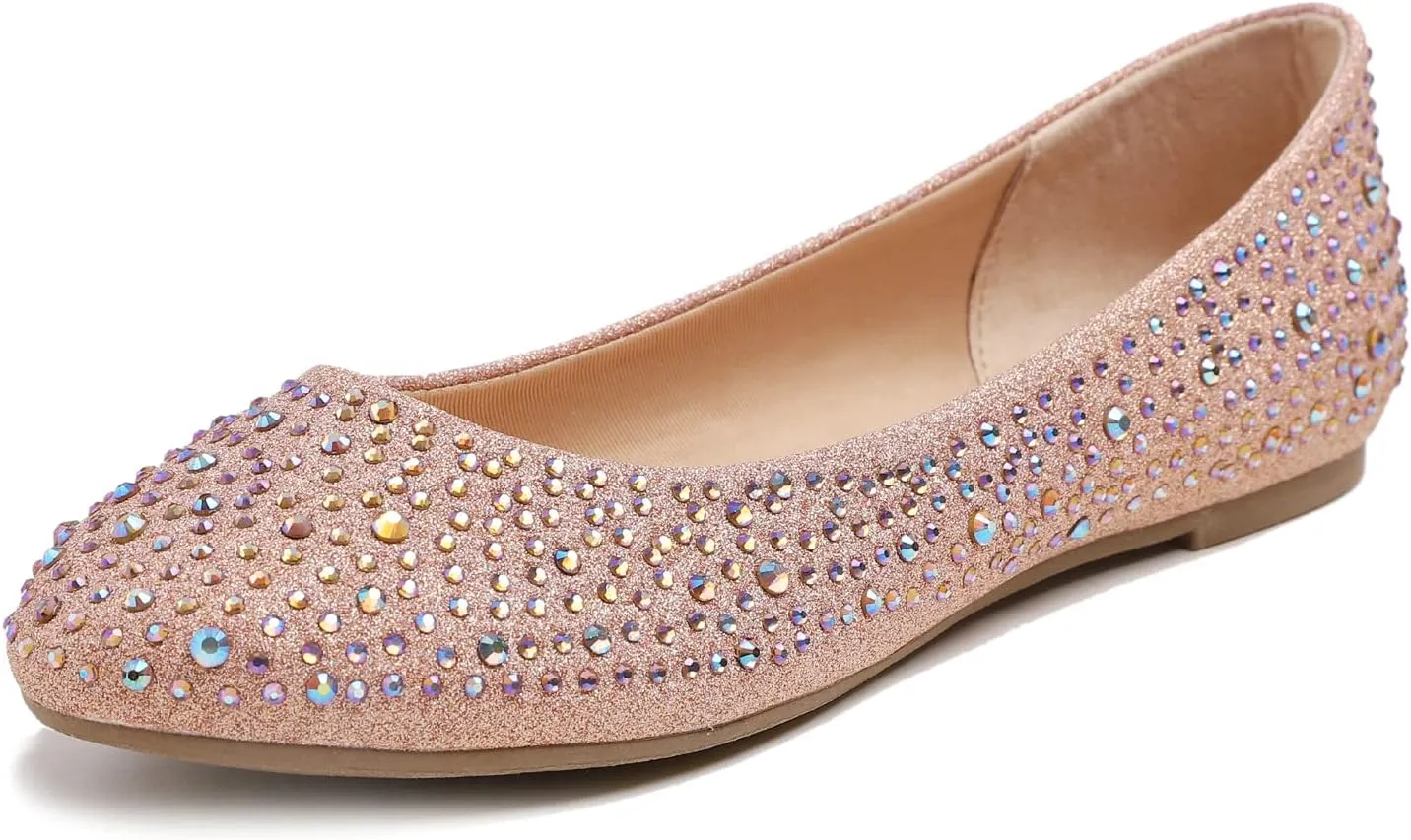 Women's Super Sparkle Bling Party Ballets Wedding Bridal Shiny Dress Flats Rhinestone