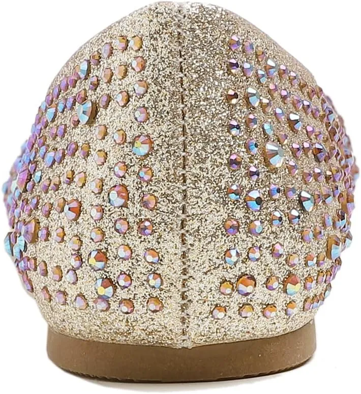 Women's Super Sparkle Bling Party Ballets Wedding Bridal Shiny Dress Flats Rhinestone