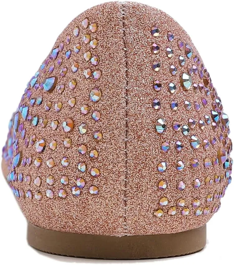 Women's Super Sparkle Bling Party Ballets Wedding Bridal Shiny Dress Flats Rhinestone