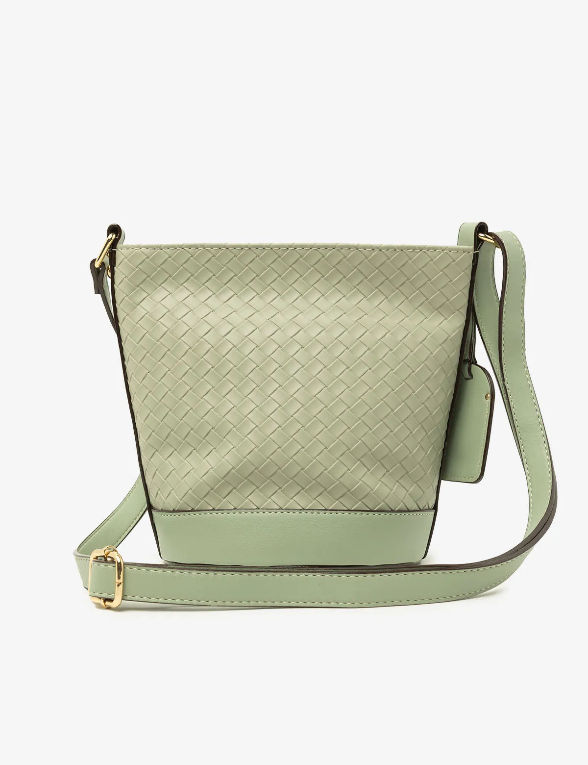 WOVEN CROSSBODY BUCKET BAG