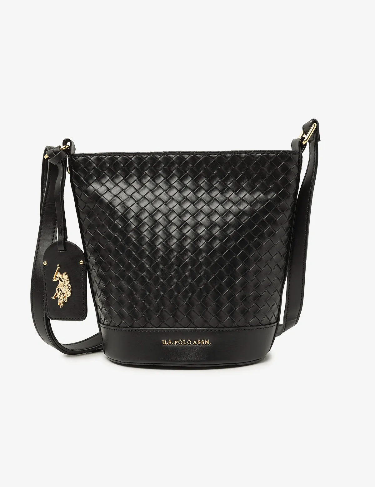 WOVEN CROSSBODY BUCKET BAG