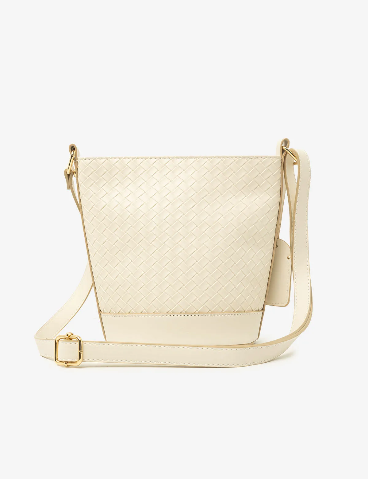 WOVEN CROSSBODY BUCKET BAG