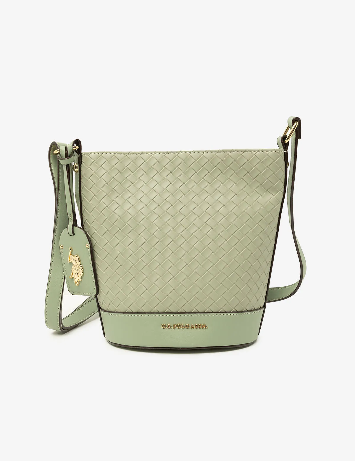 WOVEN CROSSBODY BUCKET BAG