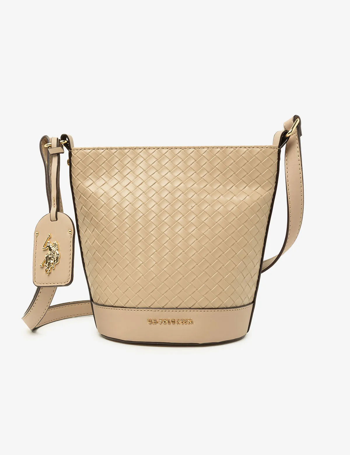 WOVEN CROSSBODY BUCKET BAG