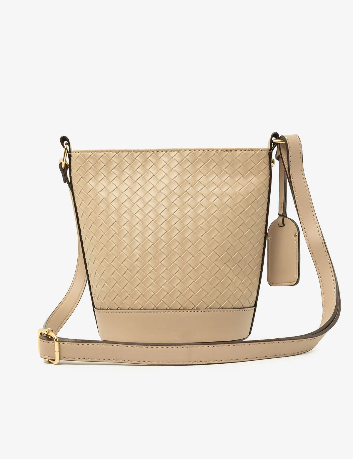 WOVEN CROSSBODY BUCKET BAG