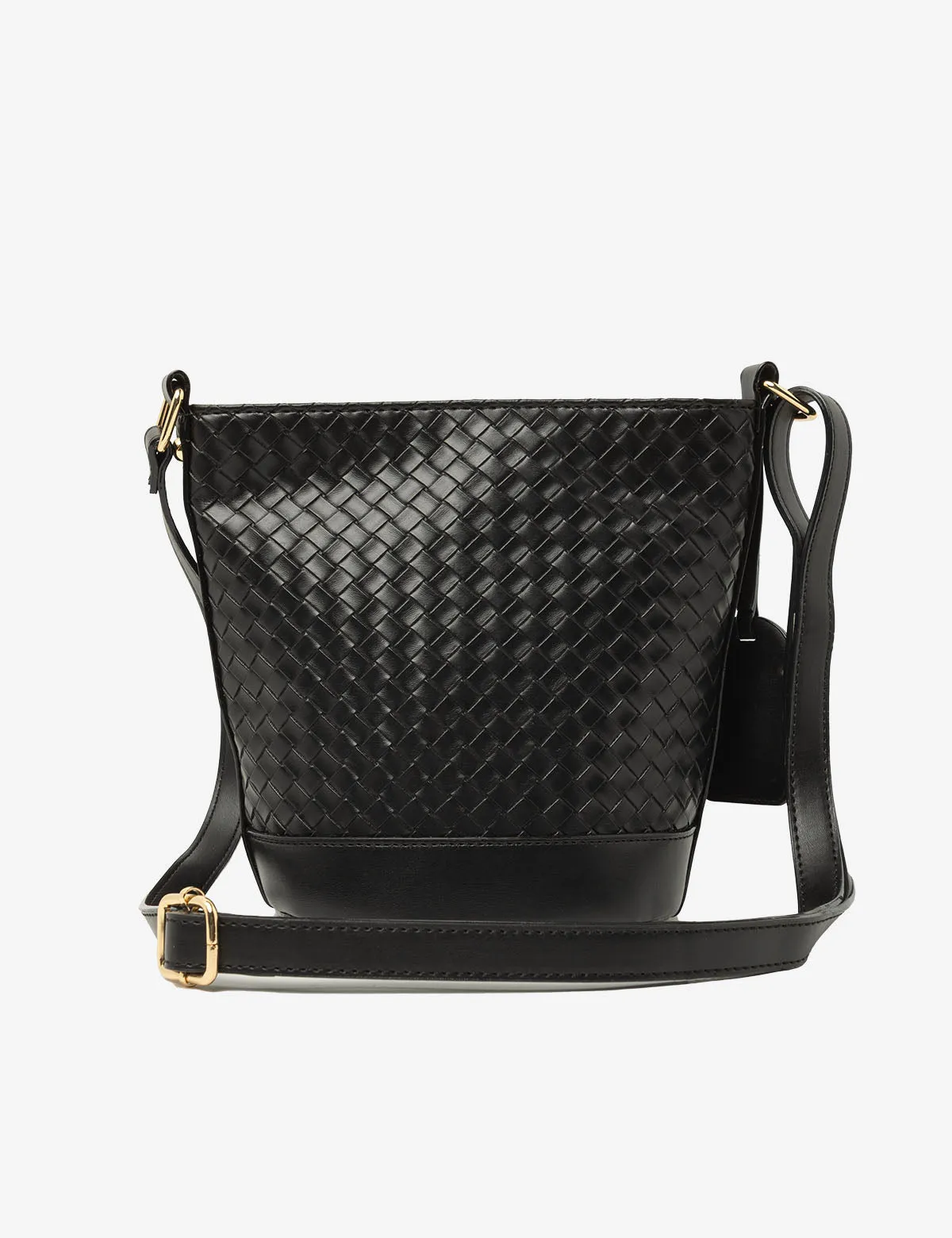 WOVEN CROSSBODY BUCKET BAG