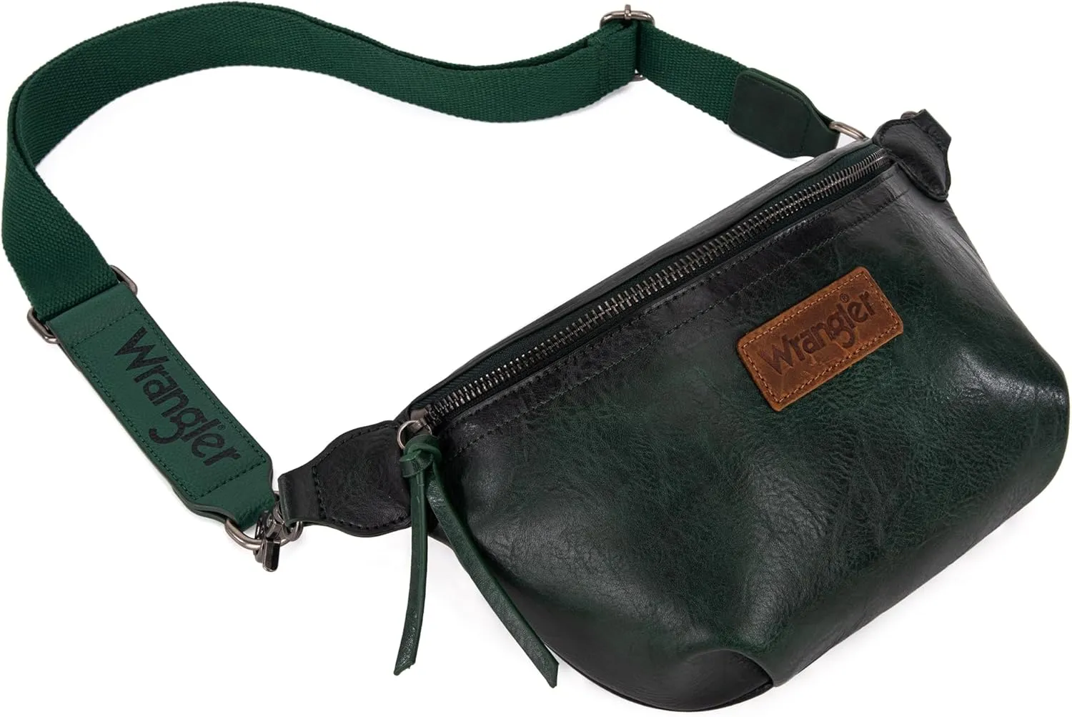 Wrangler Large Fanny Packs for Women Waist Bag Travel Belt Bags Crossbody Sling Purse Distressed Green