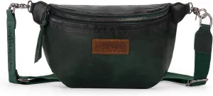 Wrangler Large Fanny Packs for Women Waist Bag Travel Belt Bags Crossbody Sling Purse Distressed Green