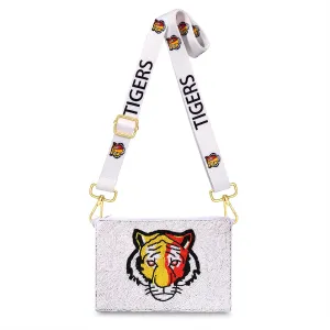 YAHPERN Tigers Purse for Women Beaded Crossbody Purse Baseball Shoulder Bag Game Day Outfits Accessories Sports Fan Gifts