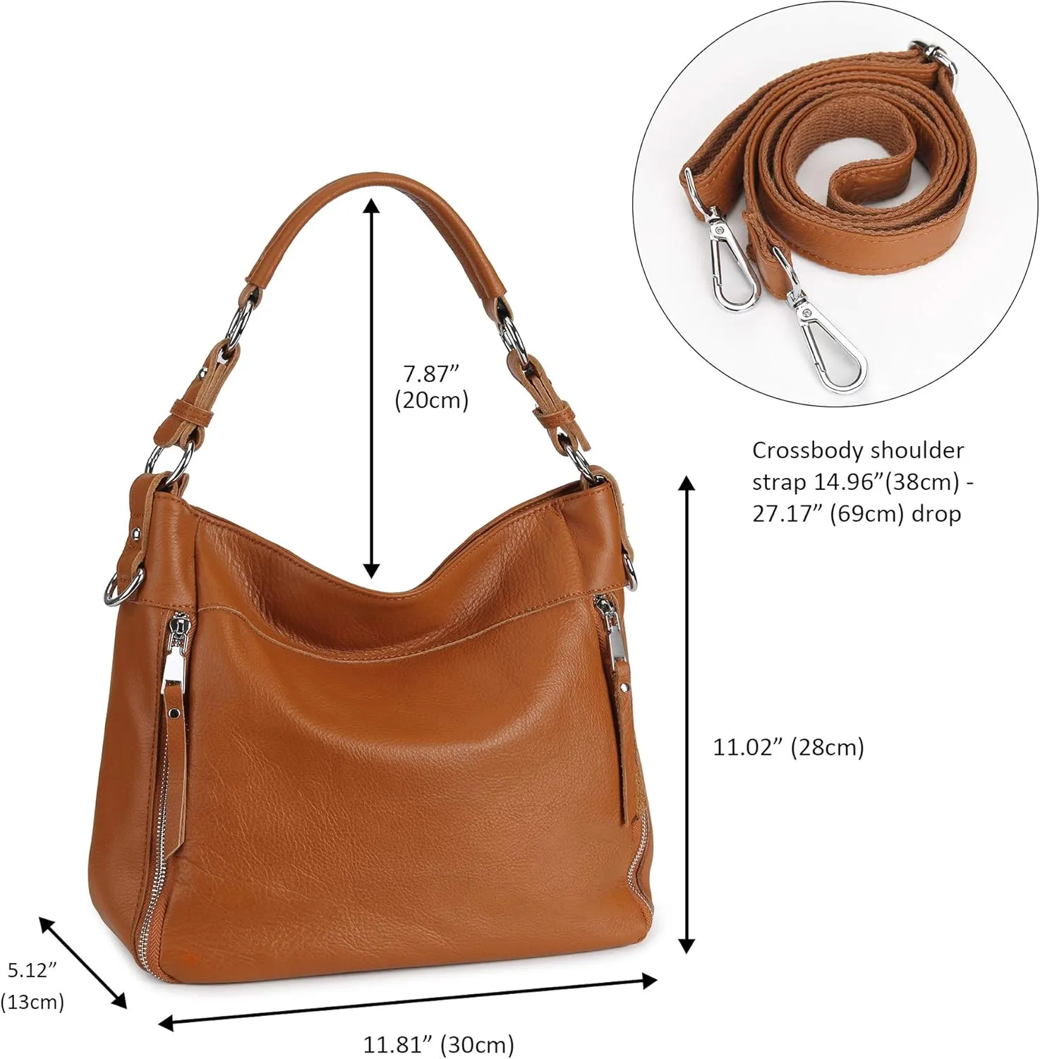 YALUXE Genuine Leather Shoulder Bags Stylish Hobo Handbags Purses Crossbody Bags for Women