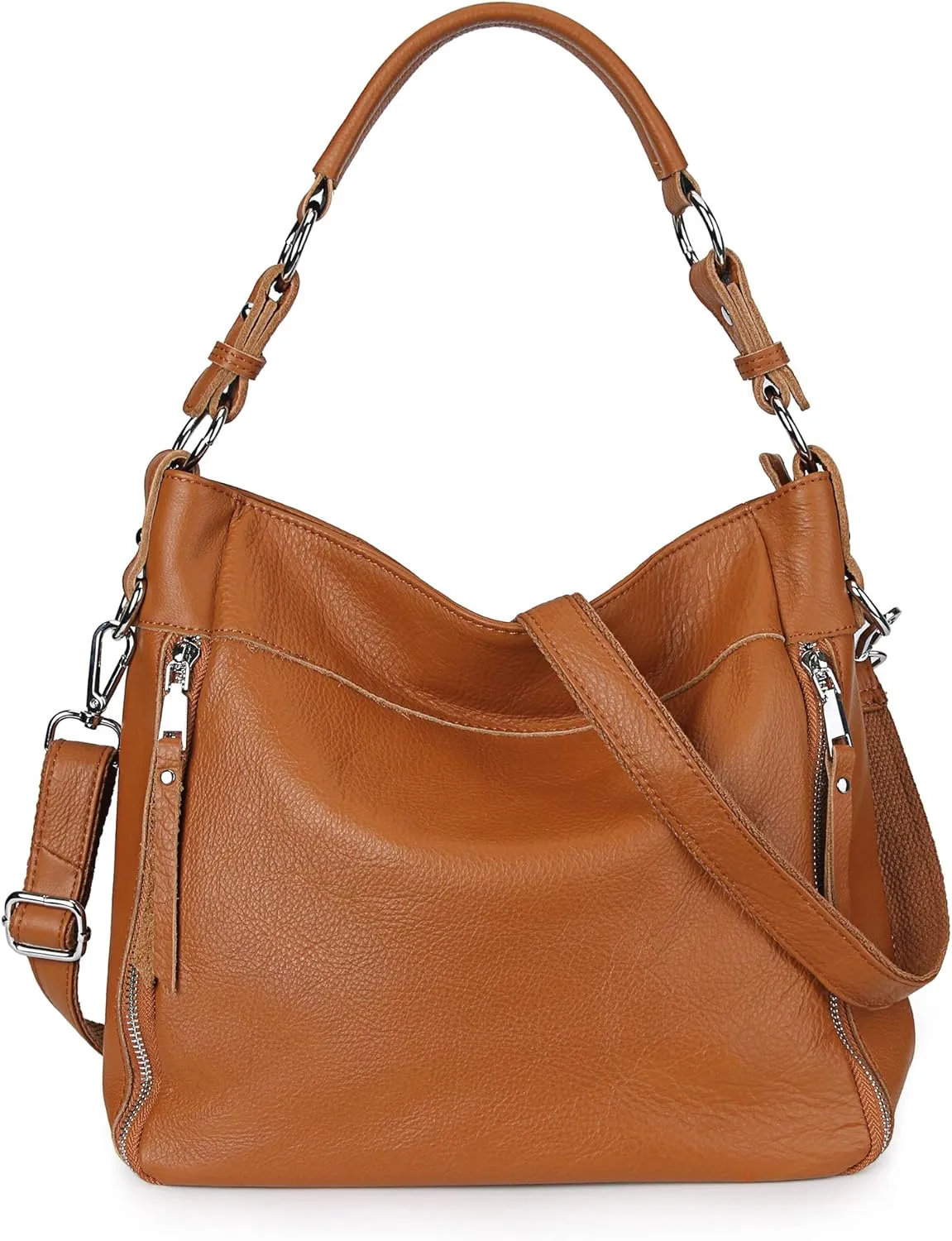 YALUXE Genuine Leather Shoulder Bags Stylish Hobo Handbags Purses Crossbody Bags for Women