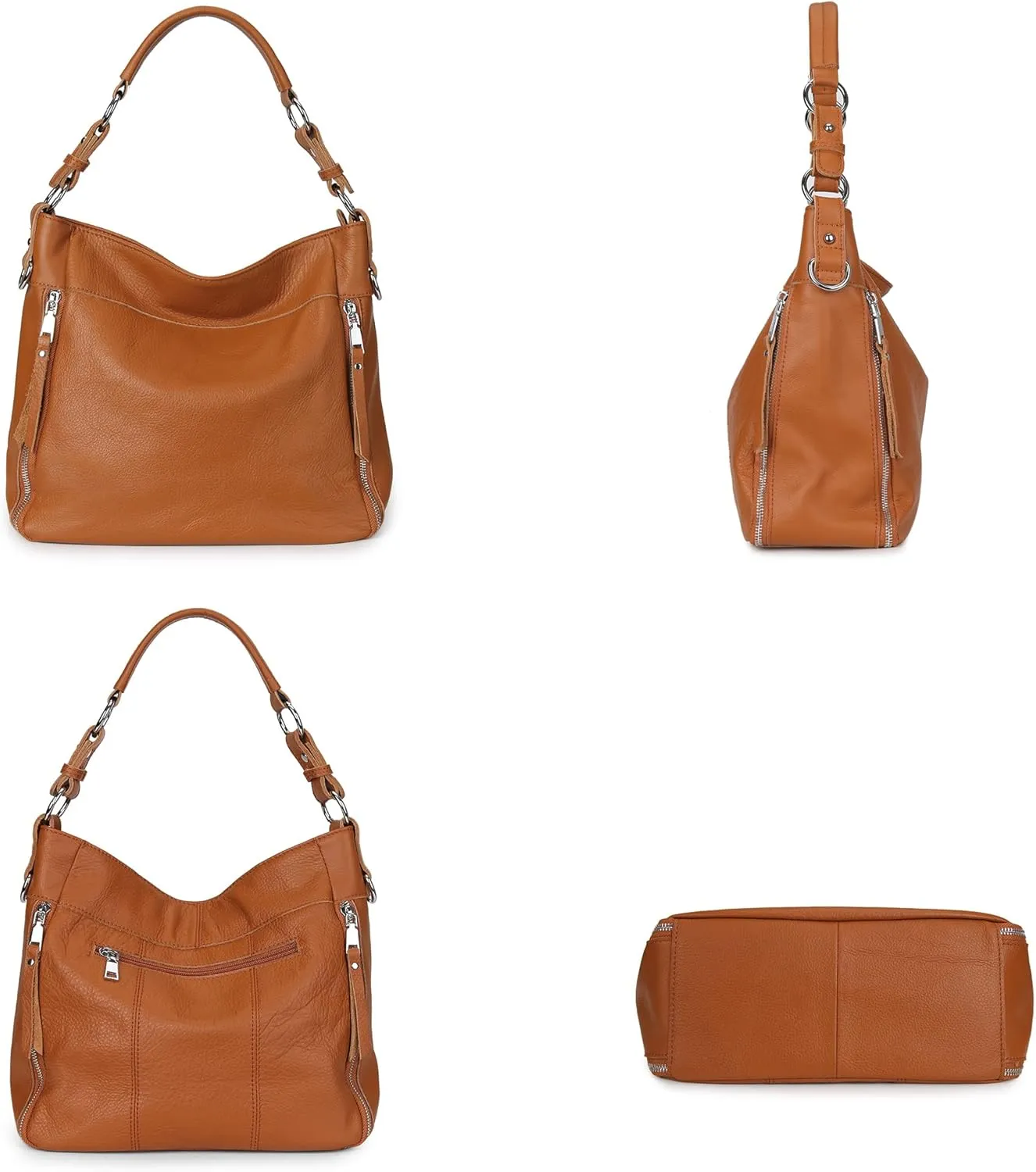 YALUXE Genuine Leather Shoulder Bags Stylish Hobo Handbags Purses Crossbody Bags for Women