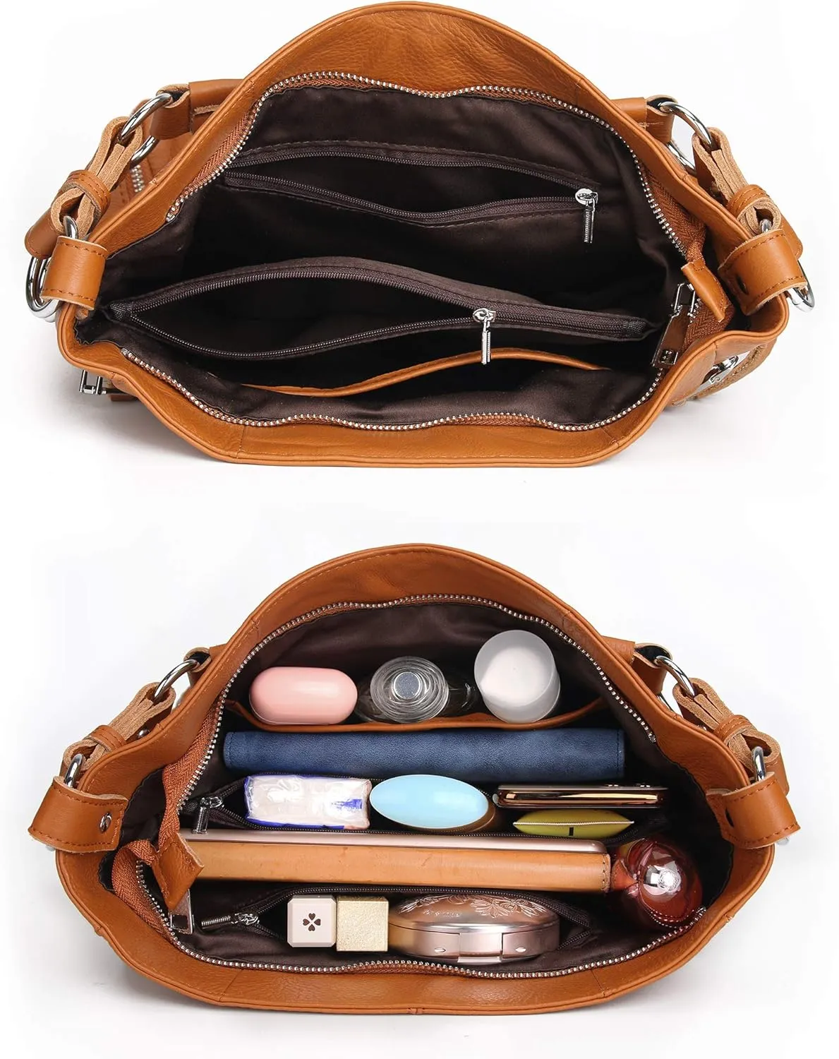YALUXE Genuine Leather Shoulder Bags Stylish Hobo Handbags Purses Crossbody Bags for Women