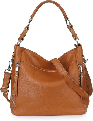 YALUXE Genuine Leather Shoulder Bags Stylish Hobo Handbags Purses Crossbody Bags for Women