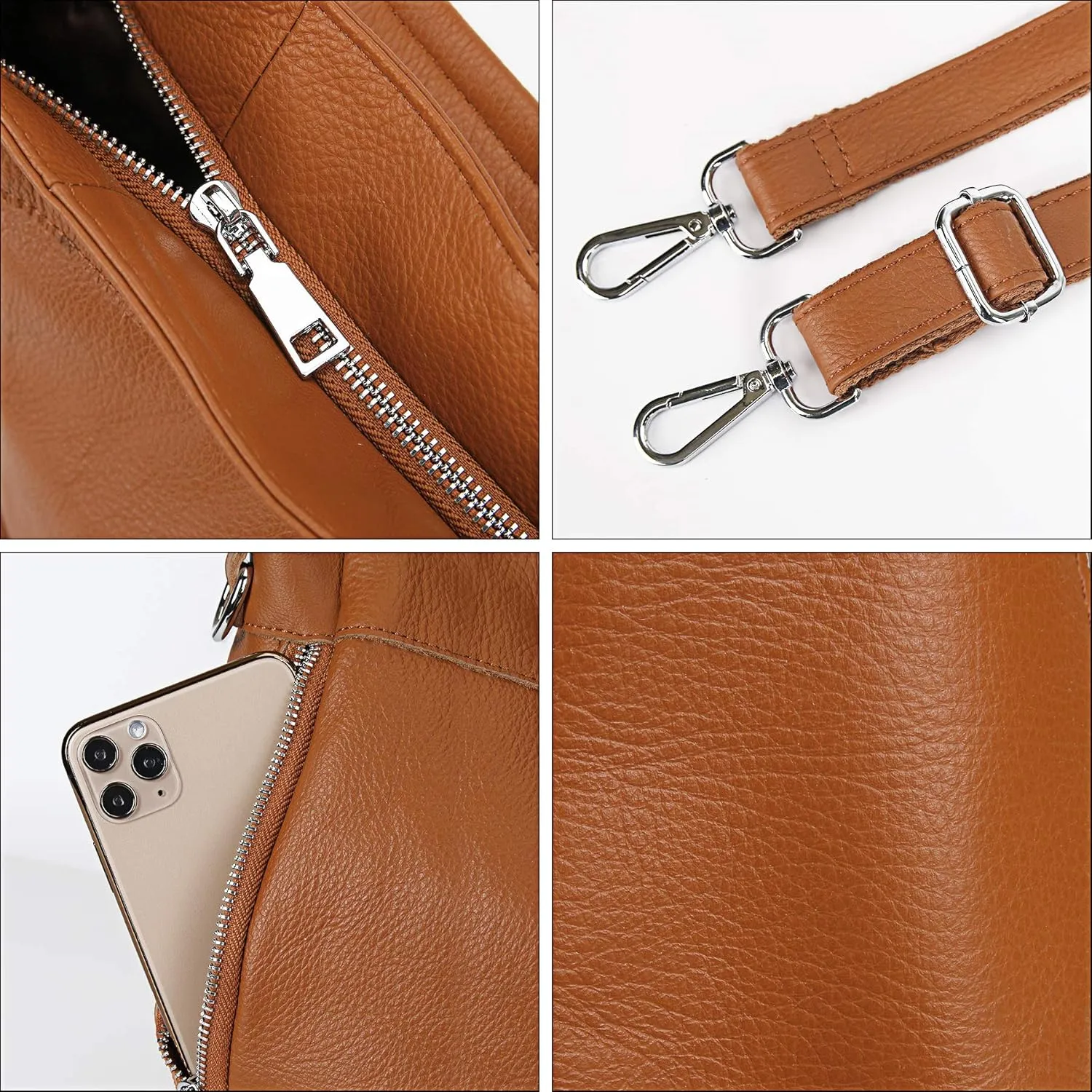 YALUXE Genuine Leather Shoulder Bags Stylish Hobo Handbags Purses Crossbody Bags for Women
