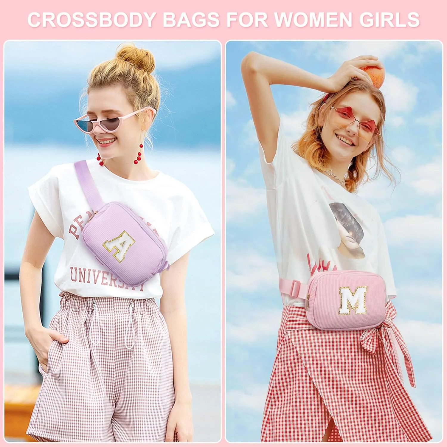YOOLIFE Birthday Gifts for Kids - 5 6 7 8 9 10 11 12 Year Old Girl Birthday Gift for Teen Sister Niece Friend Sister Girlfriend Gift, Personalized Initial Belt Bag Crossbody Bags for Women (Purple K)