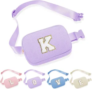 YOOLIFE Birthday Gifts for Kids - 5 6 7 8 9 10 11 12 Year Old Girl Birthday Gift for Teen Sister Niece Friend Sister Girlfriend Gift, Personalized Initial Belt Bag Crossbody Bags for Women (Purple K)